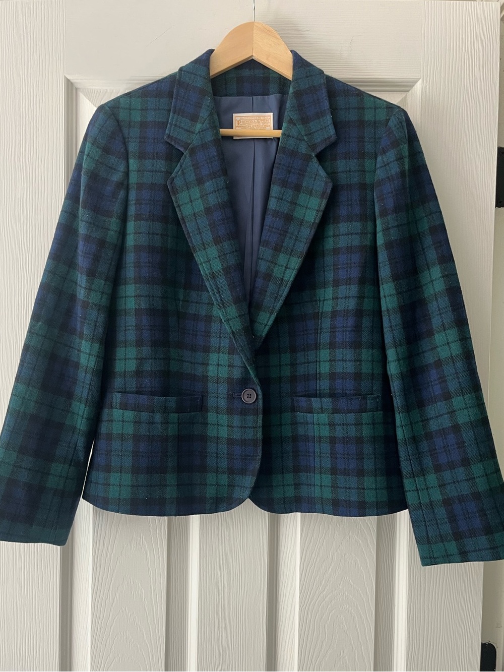 Vintage Pendleton Black Watch Plaid Wool Blazer Jacket Size 10 - Picture 3 of 6